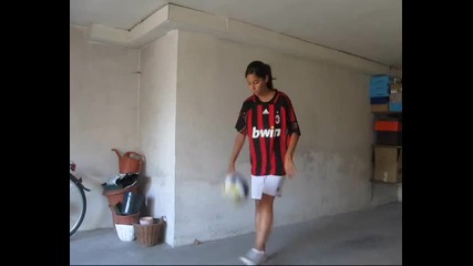 Girl doing football tricks