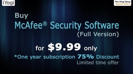 Mcafee® Full Version Almost Free: Why you should buy at 75% Off, 1 yr license-$9.99 only.