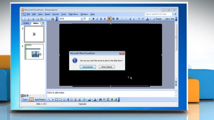 Microsoft® Powerpoint 2003: How to insert a movie presentation on Windows® 7?