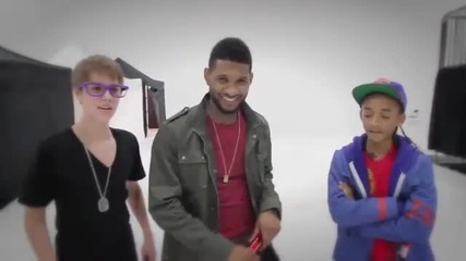 Justin Bieber with Usher & Jaden - Backstage at Grammy 2011