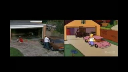 The Simpsons Intro - Cartoon vs. Real Life 