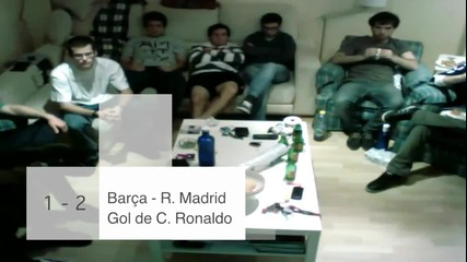 Испански фенове на Real Madrid , полудявът след гола на Ronaldo