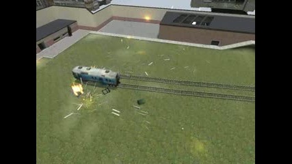 Train Crash Destroying House