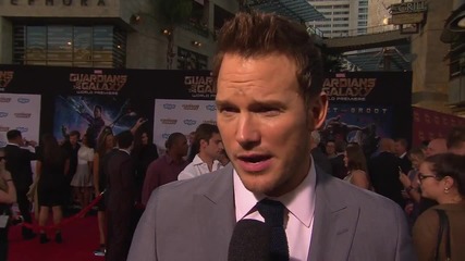 Интервю със звездата Крис Прат на премиерата на филма Пазители на Галактиката (2014)