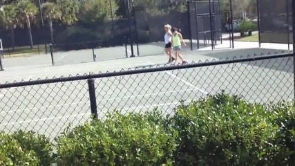 Military Son returns from Afghanistan and surprises Mom at tennis match