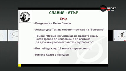 Славия и Етър влизат в ключов мач на дъното