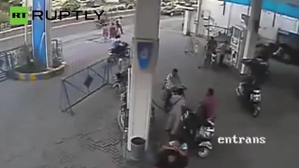 Phone Explodes During Motorcycle Fill-Up at Gas Station