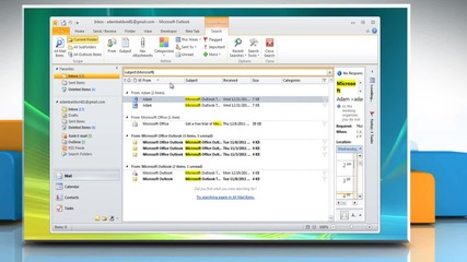Microsoft® Outlook 2010: How to create custom search on Windows® Vista?