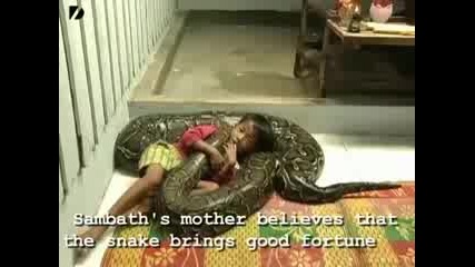 Kid Rides Giant Python