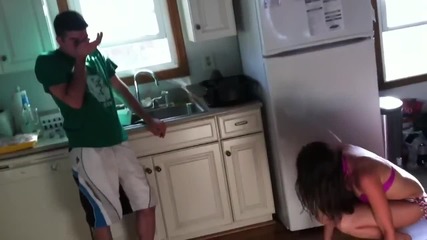 Naked girl does cinnamon challenge