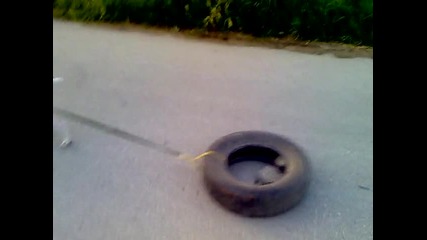 training with car tire