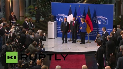 France: Merkel joins Hollande in Strasbourg for EU Parliament address