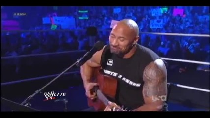 Скалата пее за Джон Сина - Raw- 12.03.12-част 1