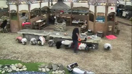 Азис и Икебаната мият чинии и разтребват