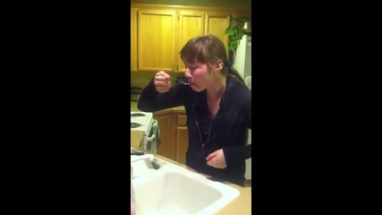 My lil sister Jessie doing the cinnamon challenge.