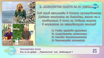 Празничен куиз - Кои са по добри - „Панелистите” или „Любимците”?