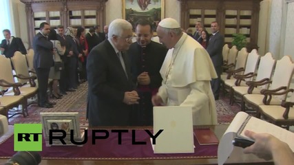 Vatican City: Pope Francis welcomes Mahmoud Abbas to Vatican