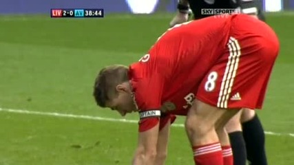 Ливърпул 5 - 0 Астън Вила Стивън Джерард Първи Гол От Дузпа