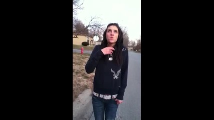 Nina does the cinnamon challenge. And succeeds. ;d