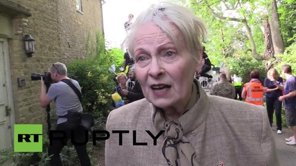 UK: Vivienne Westwood drives tank to Cameron's house, declares war on fracking