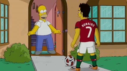 The Simpsons Кристияно Роналдо вкарава гол на Хоумър