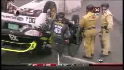 Ken Block rolls in the X Games rally 2009