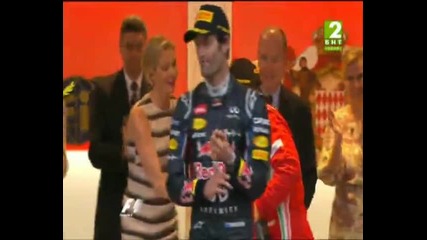 F1 Гран при на Монако 2012 - церемонията по награждаването на 1вите 3ма [hd]