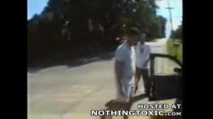 Bam Margera Kicking Footballs Into Passing Cars