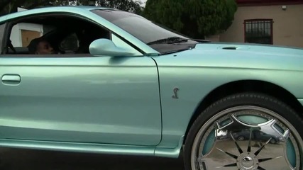Mustang on 26 Inch Dub Ganja Floats Rims Color Matched