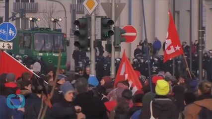 Protesters Clash With Police Near New European Bank HQ in Frankfurt