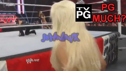Eve shaking her ass and Kelly Kelly mimicking Maryse's pose Wwe Raw 7_25_11