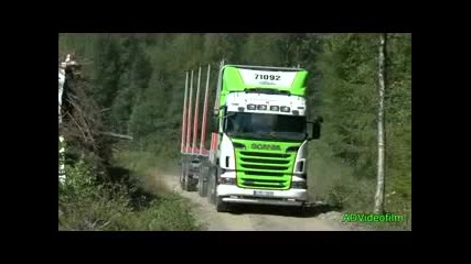 Scania Timber Truck Max load on tough road Sweden_xvid