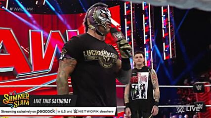 Rey Mysterio gives an emotional address during his 20th Anniversary Celebration: Raw, July 25, 2022