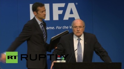 Switzerland: FIFA's Blatter showered in fake money at press conference