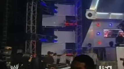 Jeff Hardy does a Crazy Swanton Bomb to Randy Orton