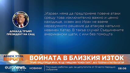 Тръмп предупреди Иран, че ще унищожи "Южен Парс", ако Техеран атакува Катар