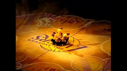 Original jabbawockeez at Lakers Spurs halftime show. Finals