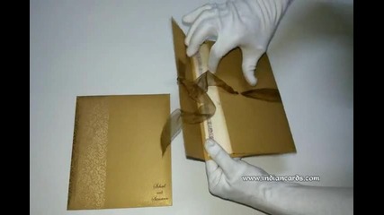 W-4363, Rust Gold Color, Shimmer Paper, Hindu Cards, Indian Invitations, Scroll Wedding Cards