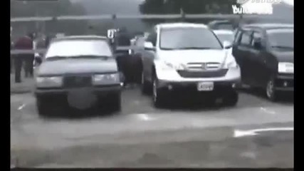 Огромен глиган се опитва да обладее кола!