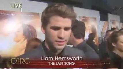 Miley Cyrus and Liam Hemsworth at premiere of The Last Song in L A 