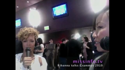 Rihanna x Miss Info talking at the 2010 pre - Grammy radio 