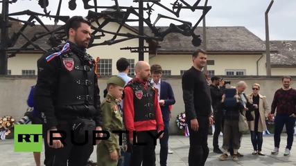 Germany: Night Wolves bikers pay their respects at Dachau concentration camp