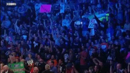 Edge Spears Dolph Ziggler on Mid-air!