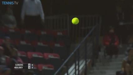 Novak Djokovic Hits a Hot Shot Past Andrey Golubev - Dubai 2015