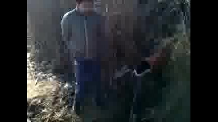 Обувка на Найк Аир Форс в тръба пълна с вода