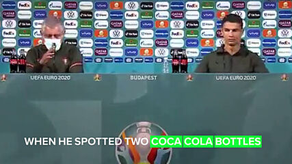 Cristiano Ronaldo disgustedly removes coke bottles from Euro press conference
