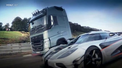 Камионът на Volvo, предизвика суперавтомобила Koenigsegg One