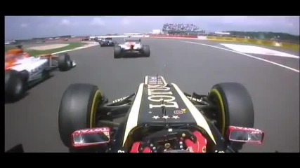 F1 Гран при на Великобритания 2012 - контакта между Di Resta и Grosjean [hd][onboard]