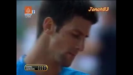 Youtube - Novak Djokovic smiles after crazy point with the matador rafa Nadal in Madrid arabic comme 