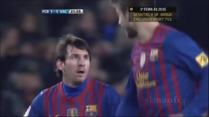 Barcelona 1-1 Valencia Messi first goal 22'